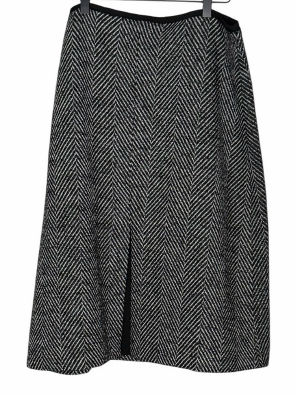 Ann Taylor Wool Blend Black Front Slit Skirt 12